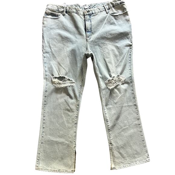 Good American Good Boy Distressed High-Waist Stretch Straight Jeans size 22 NEW - Picture 1 of 12